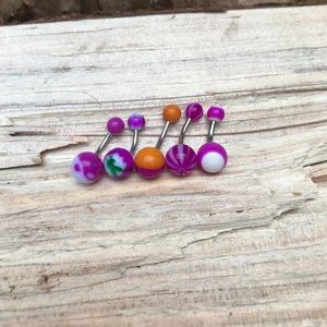 5 Multi-Color Belly‎ Button Rings